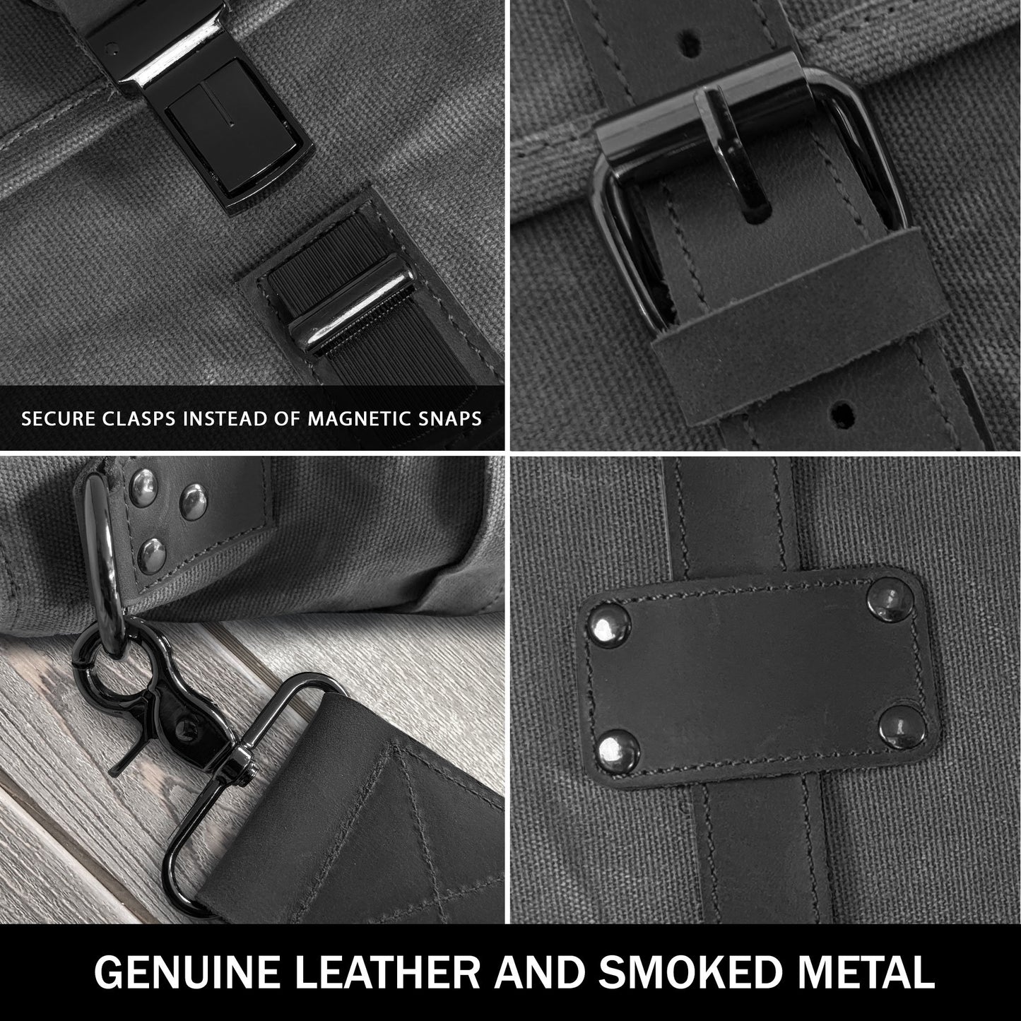 Canvas Messenger Bag for Men; Laptop Case; Satchel | Office Professionals; Students; Travel | Waxed Canvas; Genuine Leather; Smoked Metal Hardware | Portable Office; Trolley Sleeve; Organizer