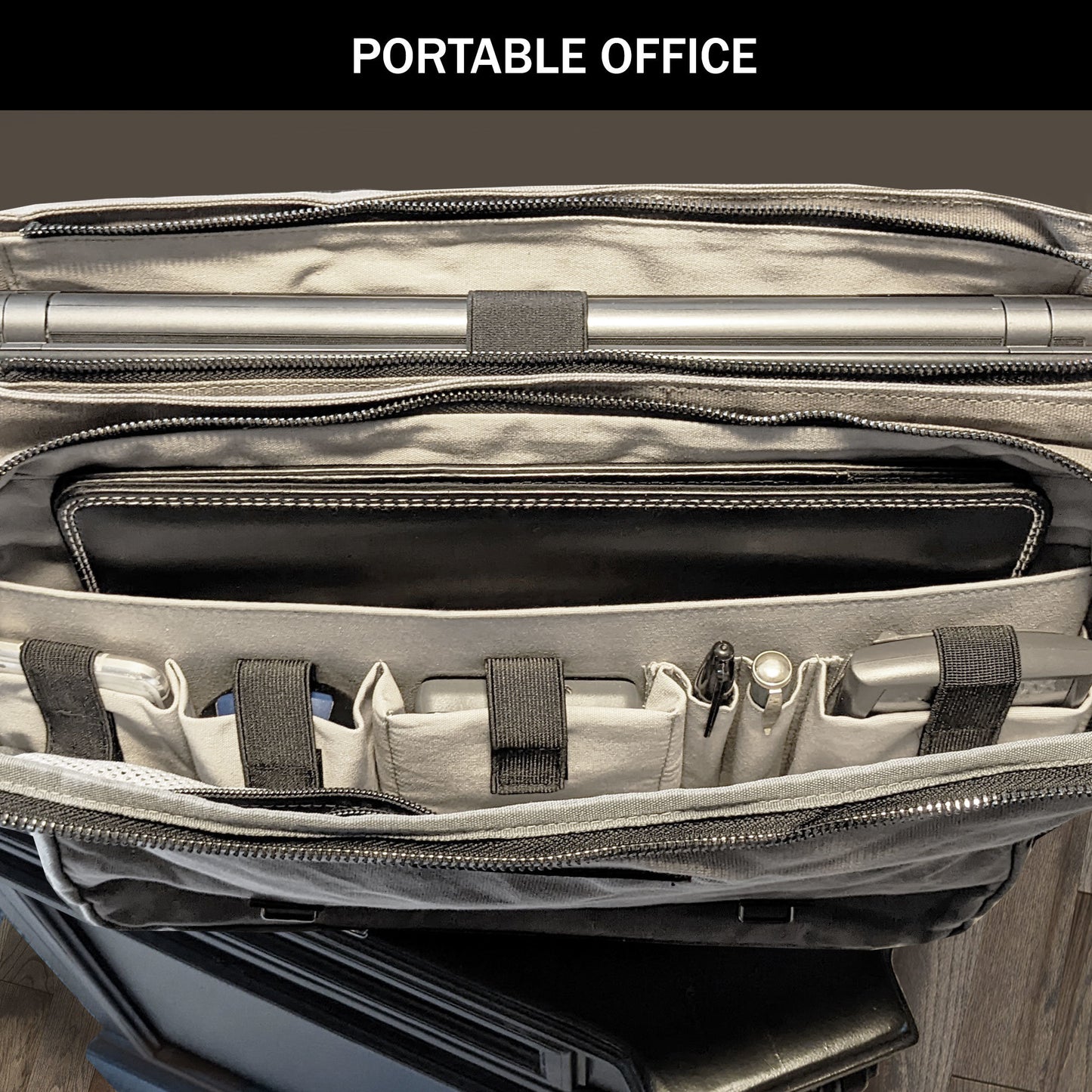 Canvas Messenger Bag for Men; Laptop Case; Satchel | Office Professionals; Students; Travel | Waxed Canvas; Genuine Leather; Smoked Metal Hardware | Portable Office; Trolley Sleeve; Organizer