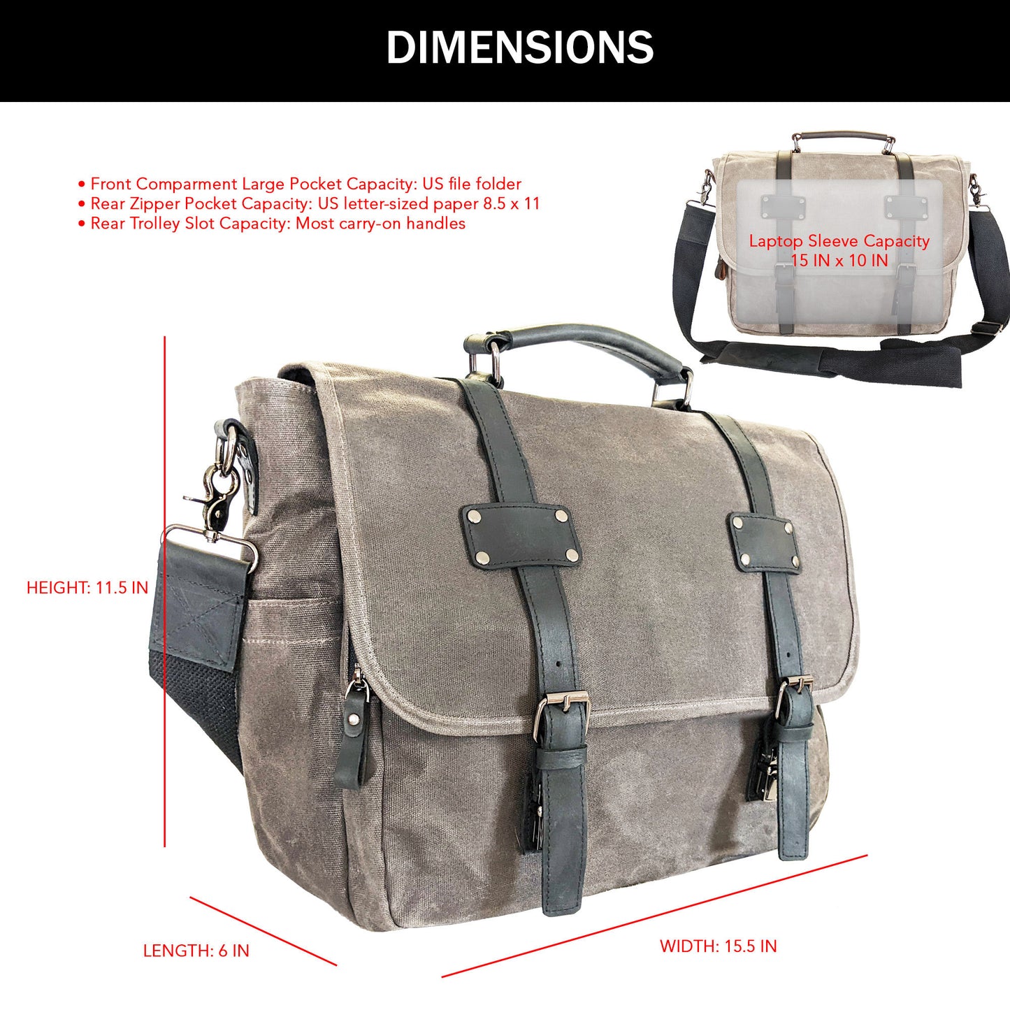 Canvas Messenger Laptop Case; Satchel Organizer