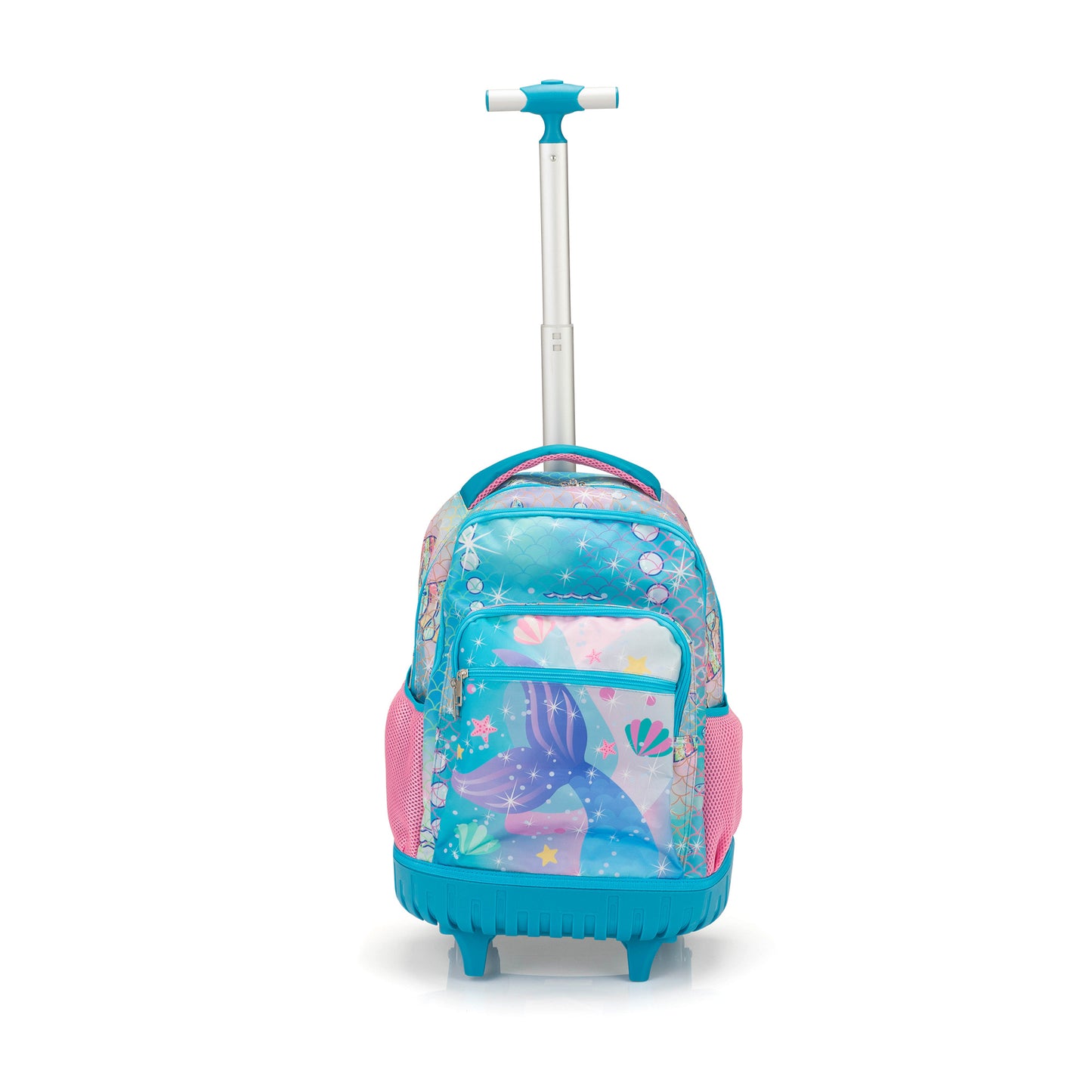 20-Inch 3PCS Kids Rolling Luggage Set; Trolley Backpack with Lunch Bag and Pencil Case for Girls; Suitcase with Mermaid Pattern