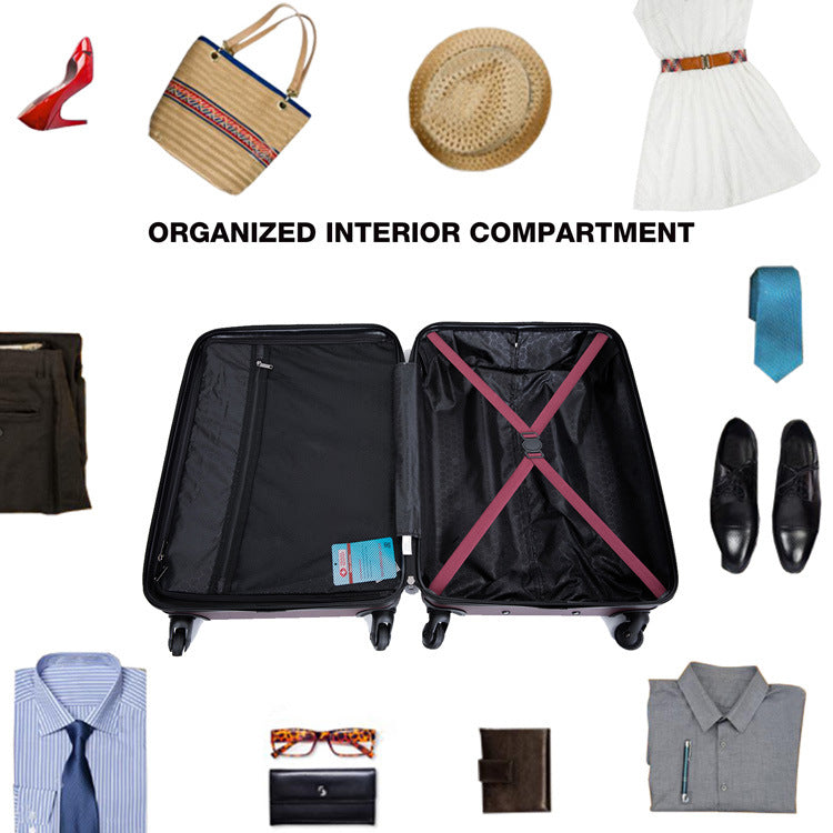 3 Piece Luggage Sets ABS Lightweight Suitcase with Two Hooks Spinners