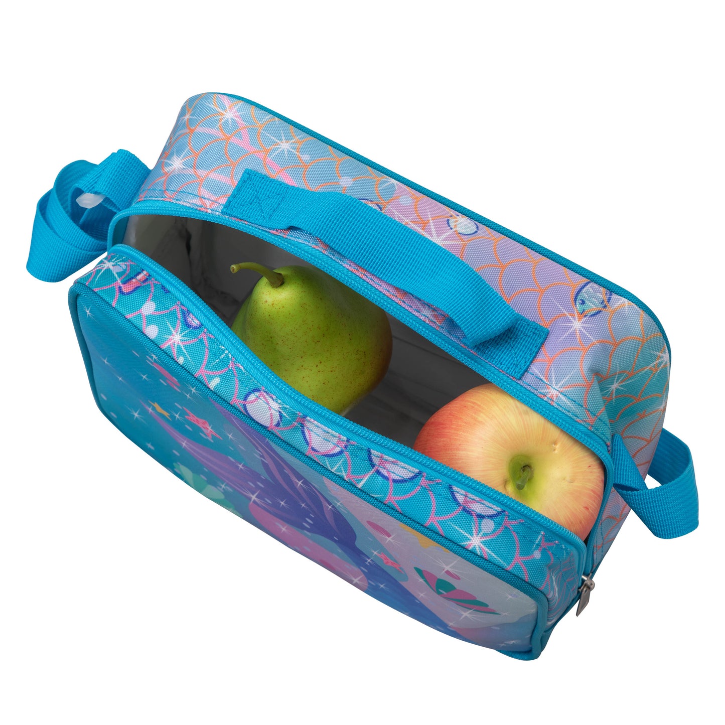 20-Inch 3PCS Kids Rolling Luggage Set; Trolley Backpack with Lunch Bag and Pencil Case for Girls; Suitcase with Mermaid Pattern