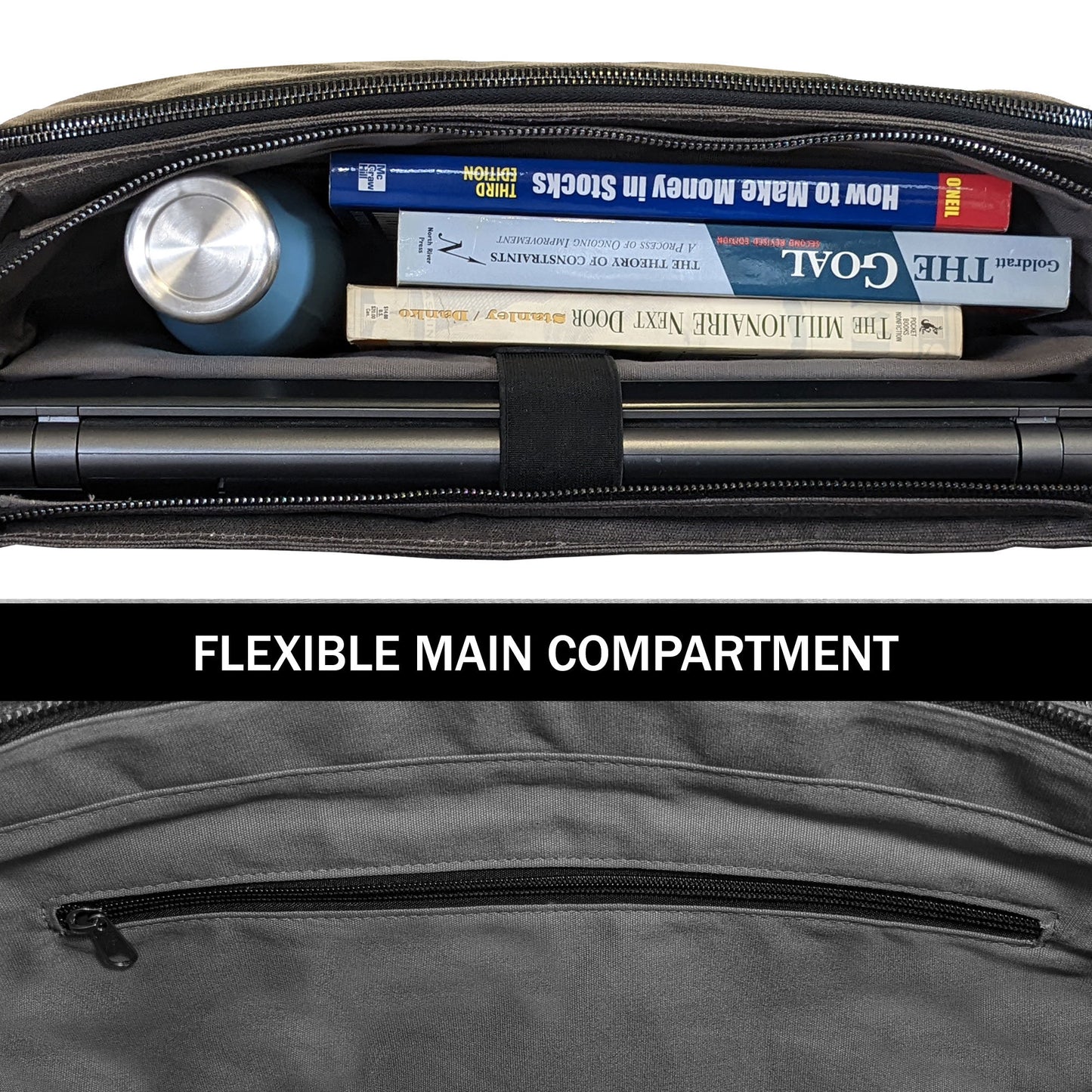 Canvas Messenger Bag for Men; Laptop Case; Satchel | Office Professionals; Students; Travel | Waxed Canvas; Genuine Leather; Smoked Metal Hardware | Portable Office; Trolley Sleeve; Organizer