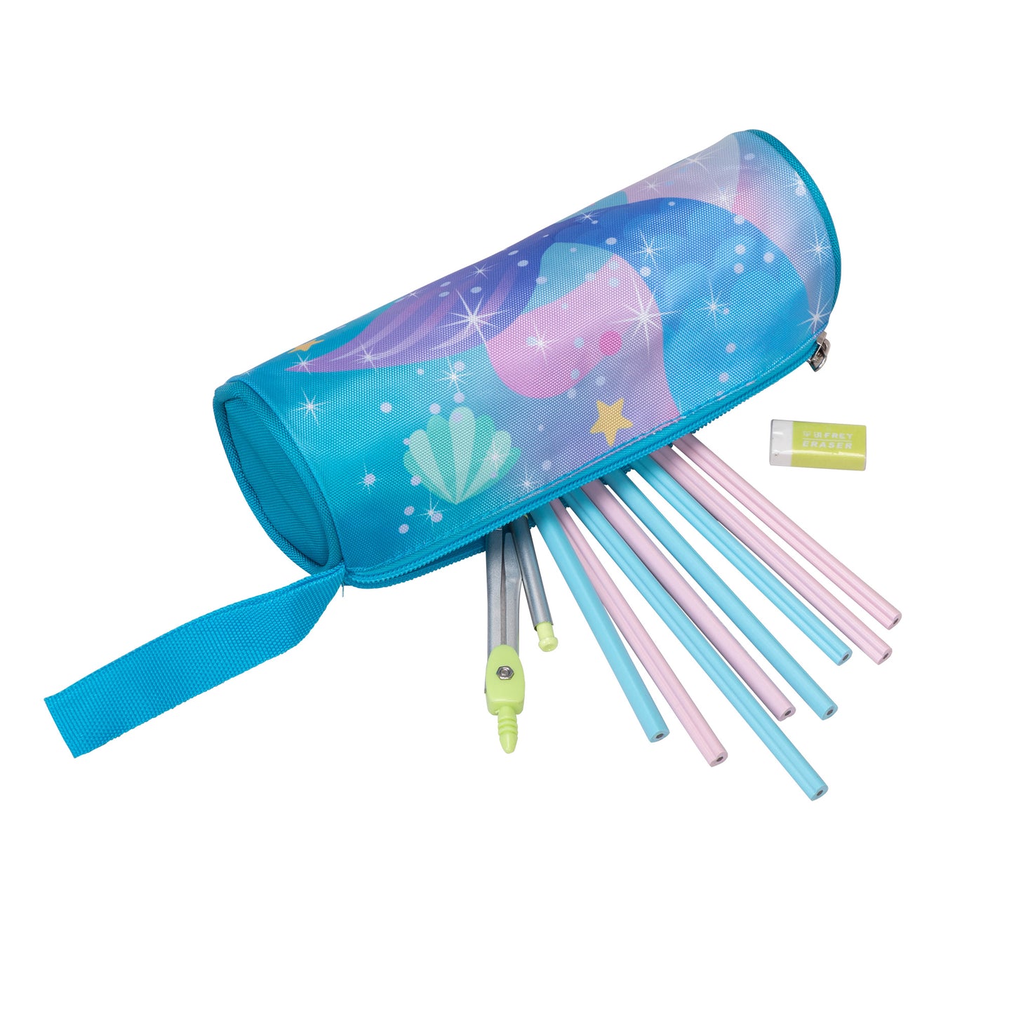 20-Inch 3PCS Kids Rolling Luggage Set; Trolley Backpack with Lunch Bag and Pencil Case for Girls; Suitcase with Mermaid Pattern