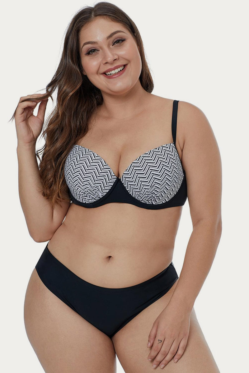 Ride The Waves Print Plus Size Bikini