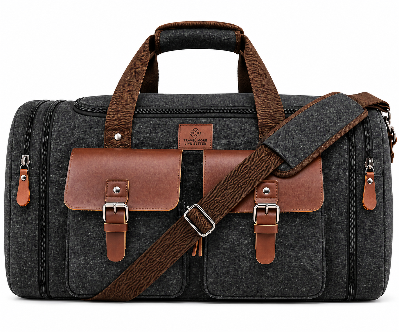 Expandable 50L Canvas Weekender Travel Duffle Bag