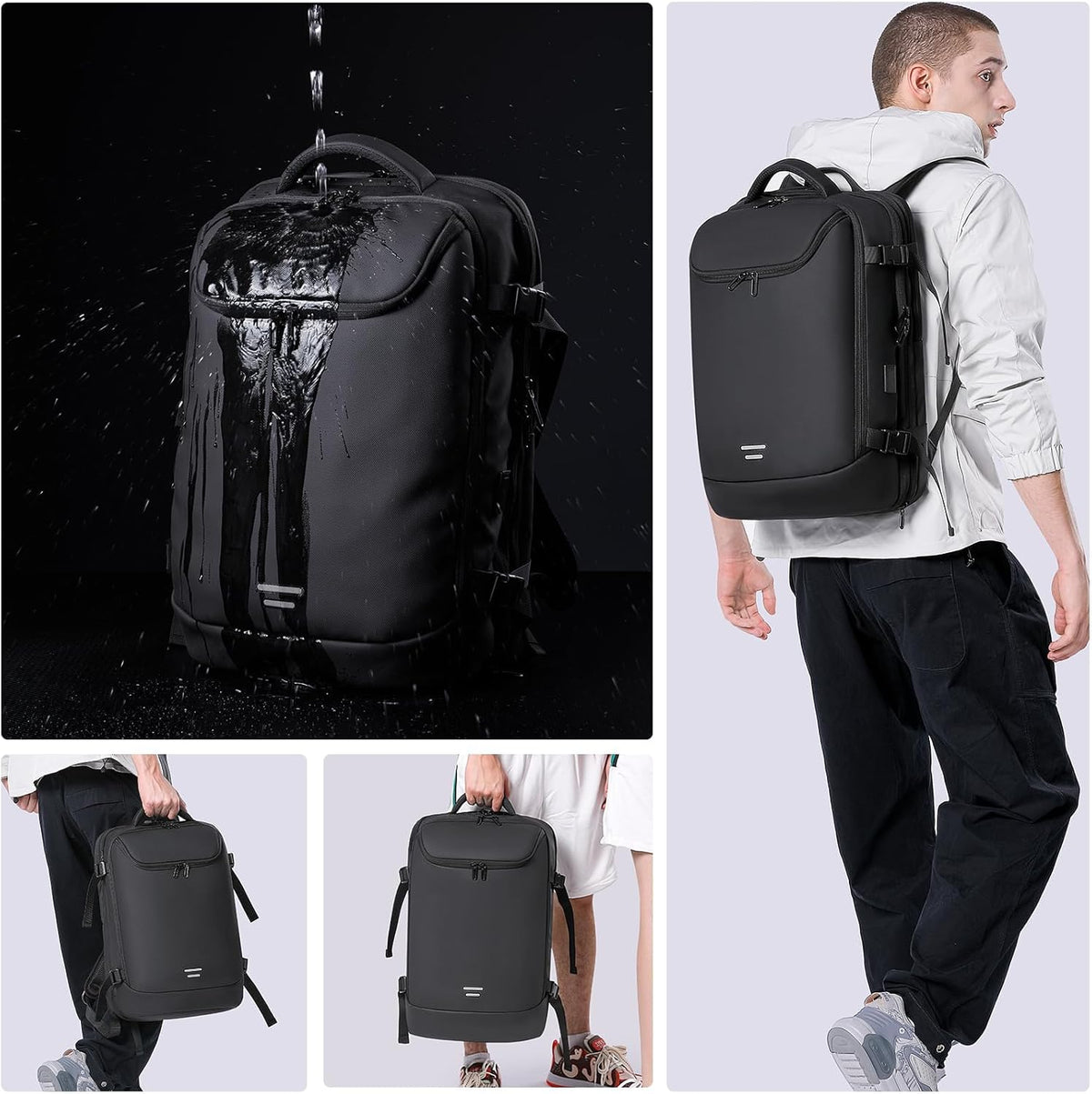 Travel Carry on Backpack 50L Expandable Flight Approved Backpacks 17.3 Inch Laptop and USB Charging Port Bags Water Resistant Business Back Pack for Women & Men