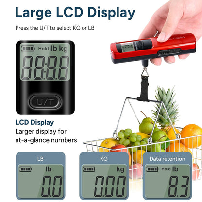 Battery-Free Luggage Scale 110Lb/50Kg Digital Portable