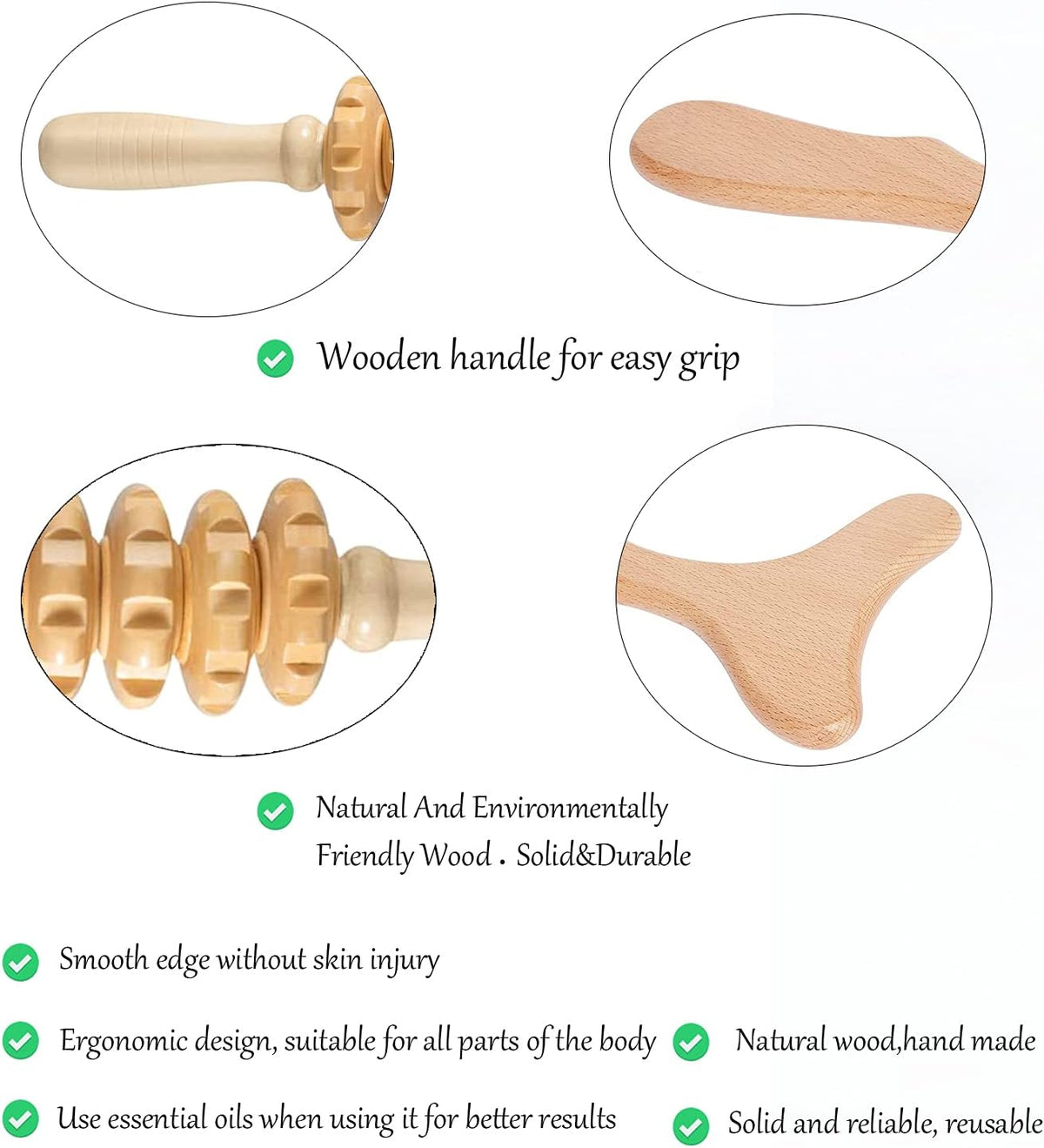 Wood Therapy Massage Tools Wooden Gua Sha Kits Maderoterapia Kit Body Sculpting Tools Wood Massager Roller for Relax Muscles (2)