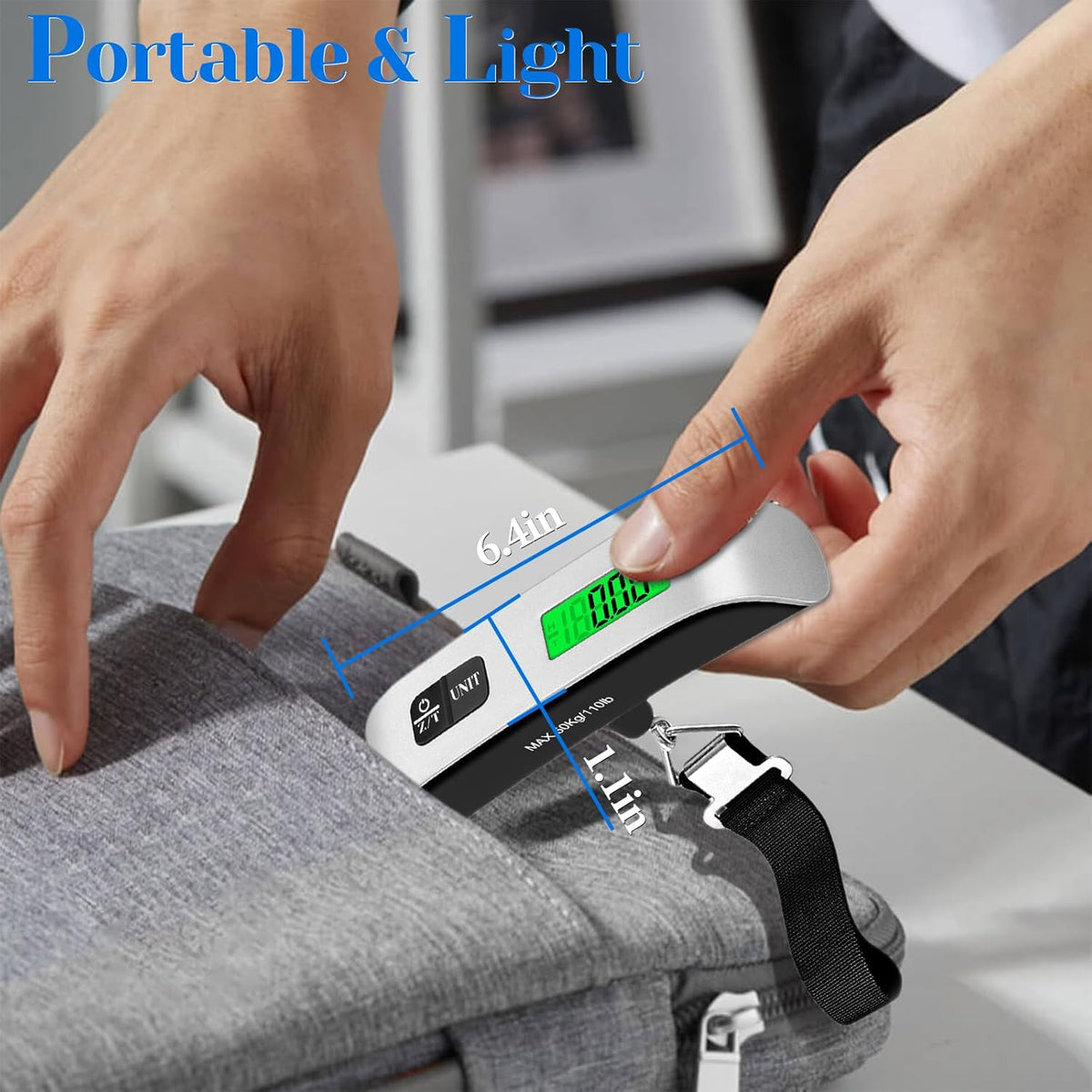 Luggage Scale, 110Lb/50Kg Portable Luggage Weight Scale, Silver