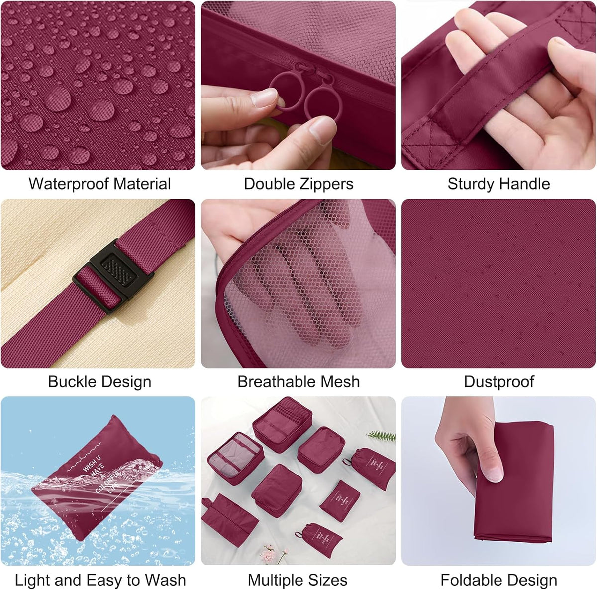 Packing Cubes for Travel 8 Set Luggage Organizer Bags