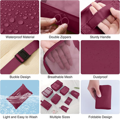 Packing Cubes for Travel 8 Set Luggage Organizer Bags