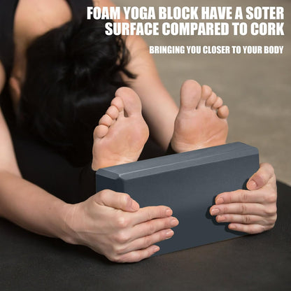 2 Pcs Yoga Blocks, 9X6X3 Inch Foam Blocks for Pilates