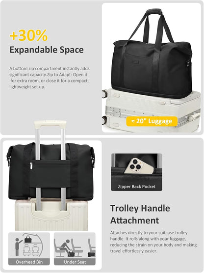 Expandable Travel Duffle Bag Weekender Overnight Bags for Women Men