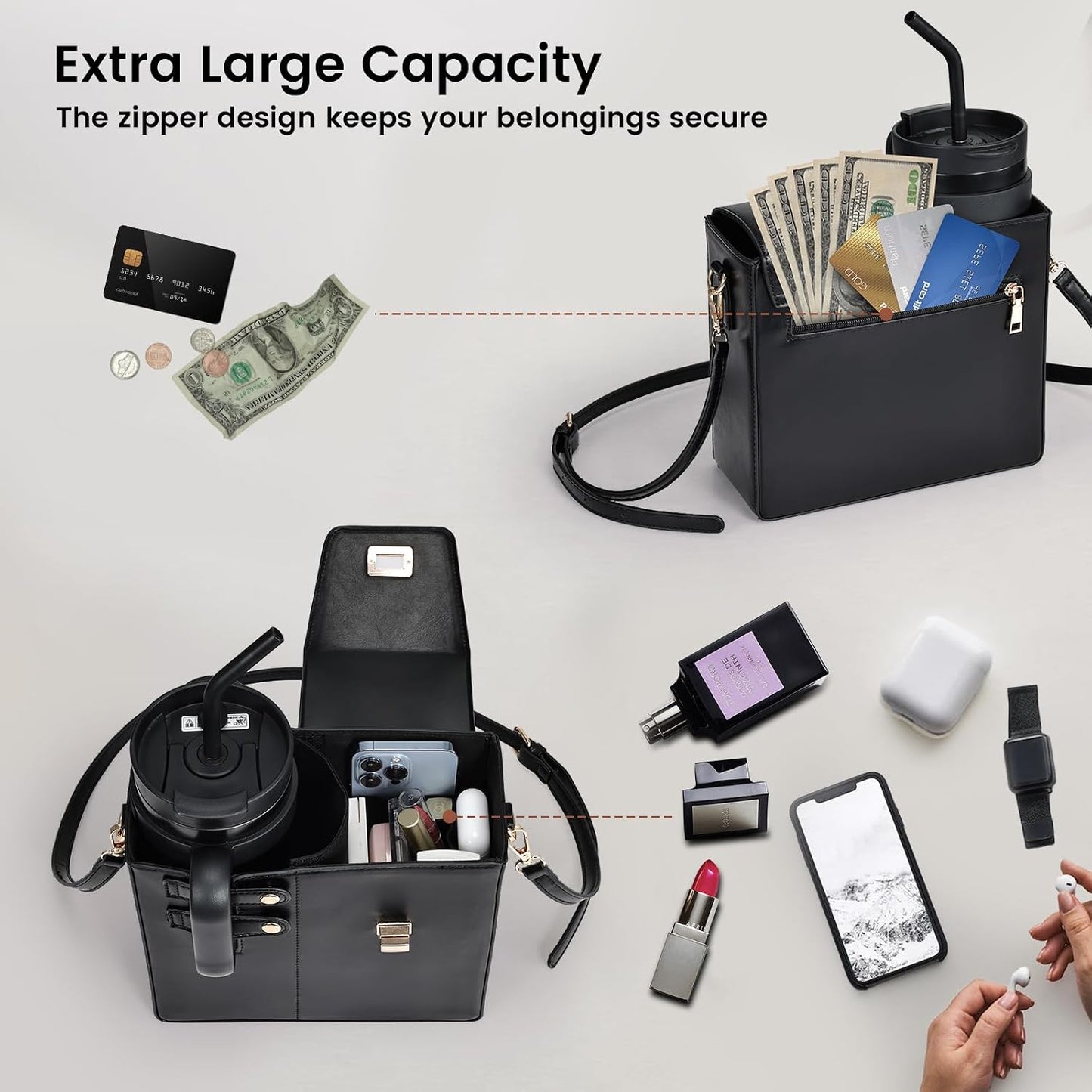 Water Bottle Purse Crossbody Bag Compatible with Stanley 30Oz 40Oz Tumbler