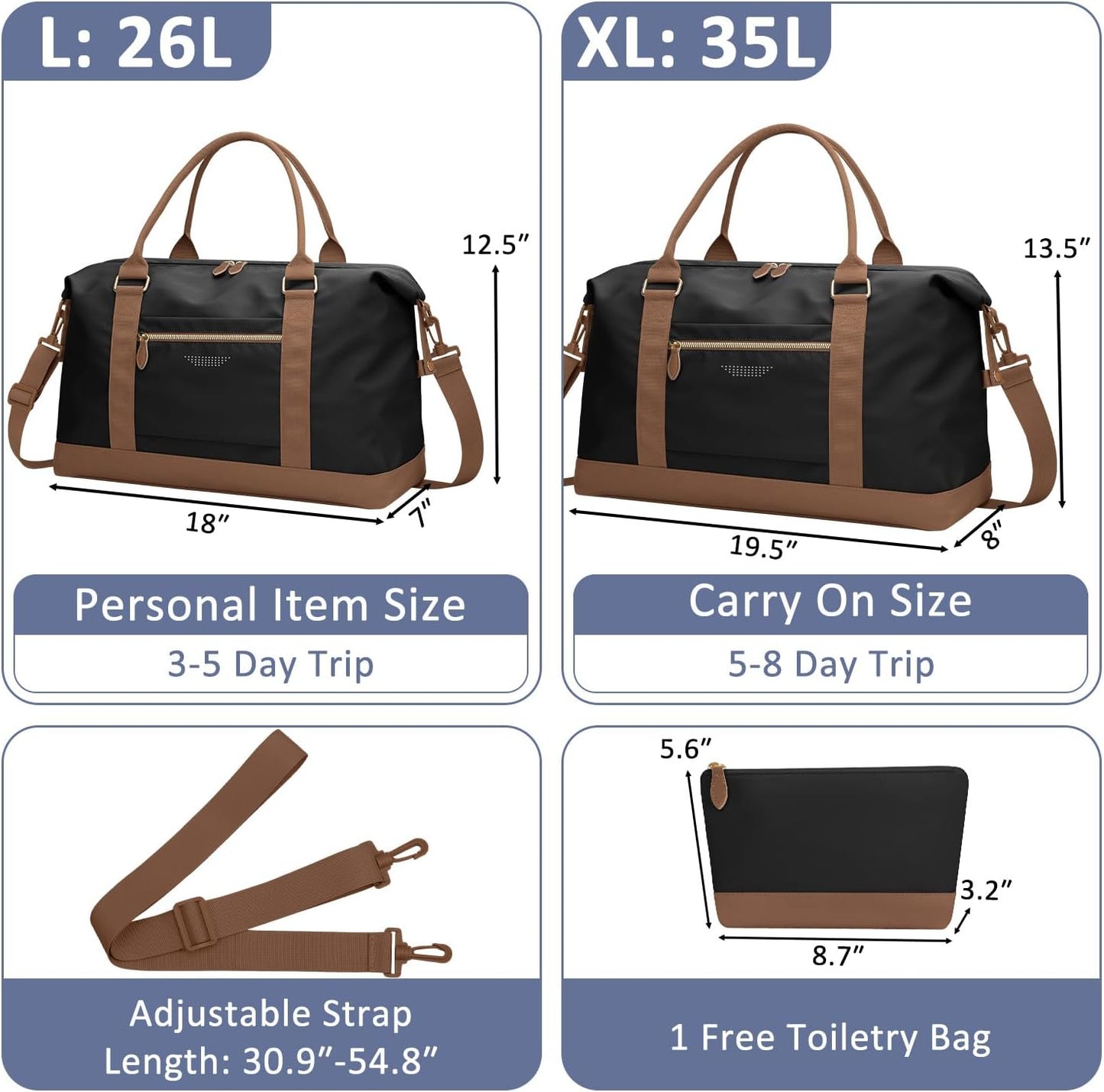 Women Travel Duffle Bags, Weekender Overnight Bag, Hospital Bag