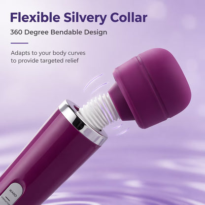 Personal Wand Electric Massager with 10 Powerful Vibrations, Handheld Neck Shoulder Back Body Massager Wand Massage for Deep Muscles Pain Relief (Purple)