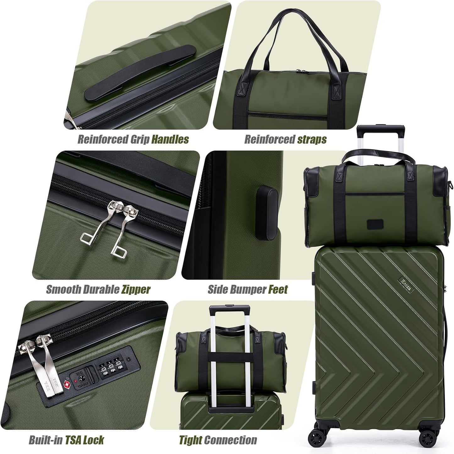 ABS+PC Luggage Sets 5 Piece,Suitcases with Wheels(20"/24"/28"),Red