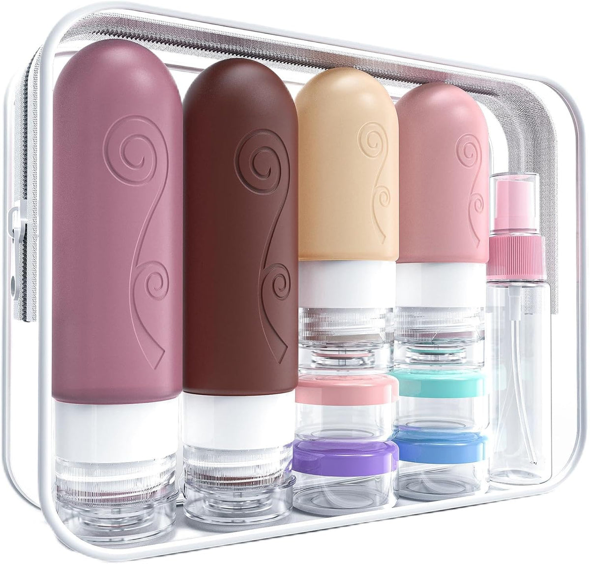 16 Pack Travel Bottles Set for Toiletries, TSA Approved Travel Containers Leak Proof Silicone Squeezable Travel Accessories 2Oz 3Oz for Shampoo Conditioner Lotion Body Wash (BPA Free) (Pink)