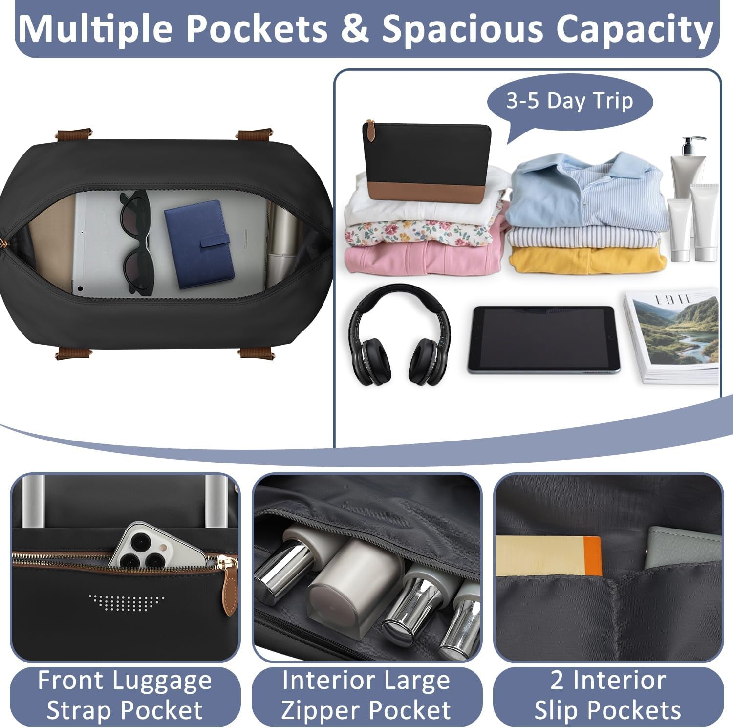 Women Travel Duffle Bags, Weekender Overnight Bag, Hospital Bag