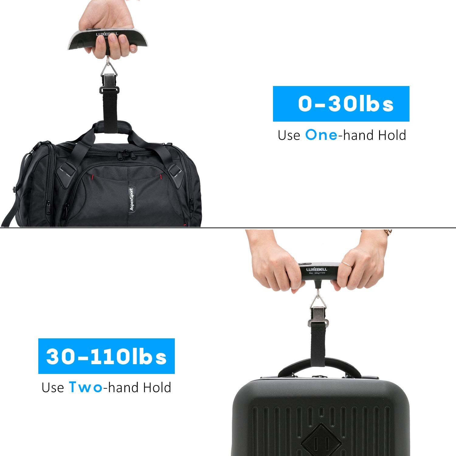 Luggage Scale Portable Handheld Digital Suitcase Weight 110Lbs Airplane Travel Essentials Gift LCD Backlight Temperature Sensor