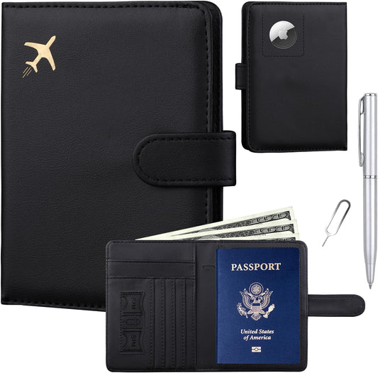 Passport Holder for Travel with Airtag Slot, Passport Book Wallet