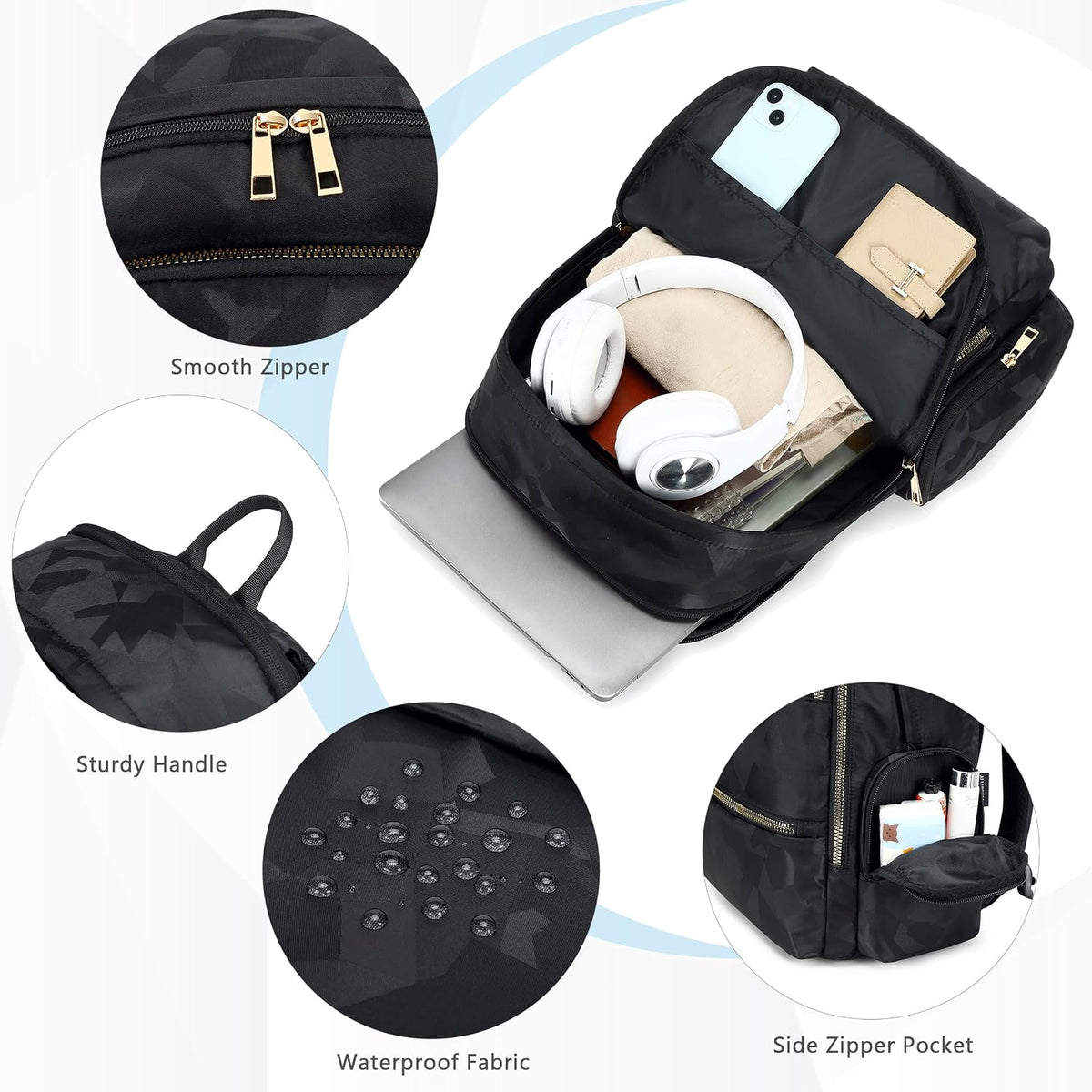 Backpack for Women Men Travel Laptop 15.6 Inch Computer Backpacks anti Theft Carry on Bag College Bookbag Large Back Pack for Work Business Traveling Commuter Casual Daypack,Black