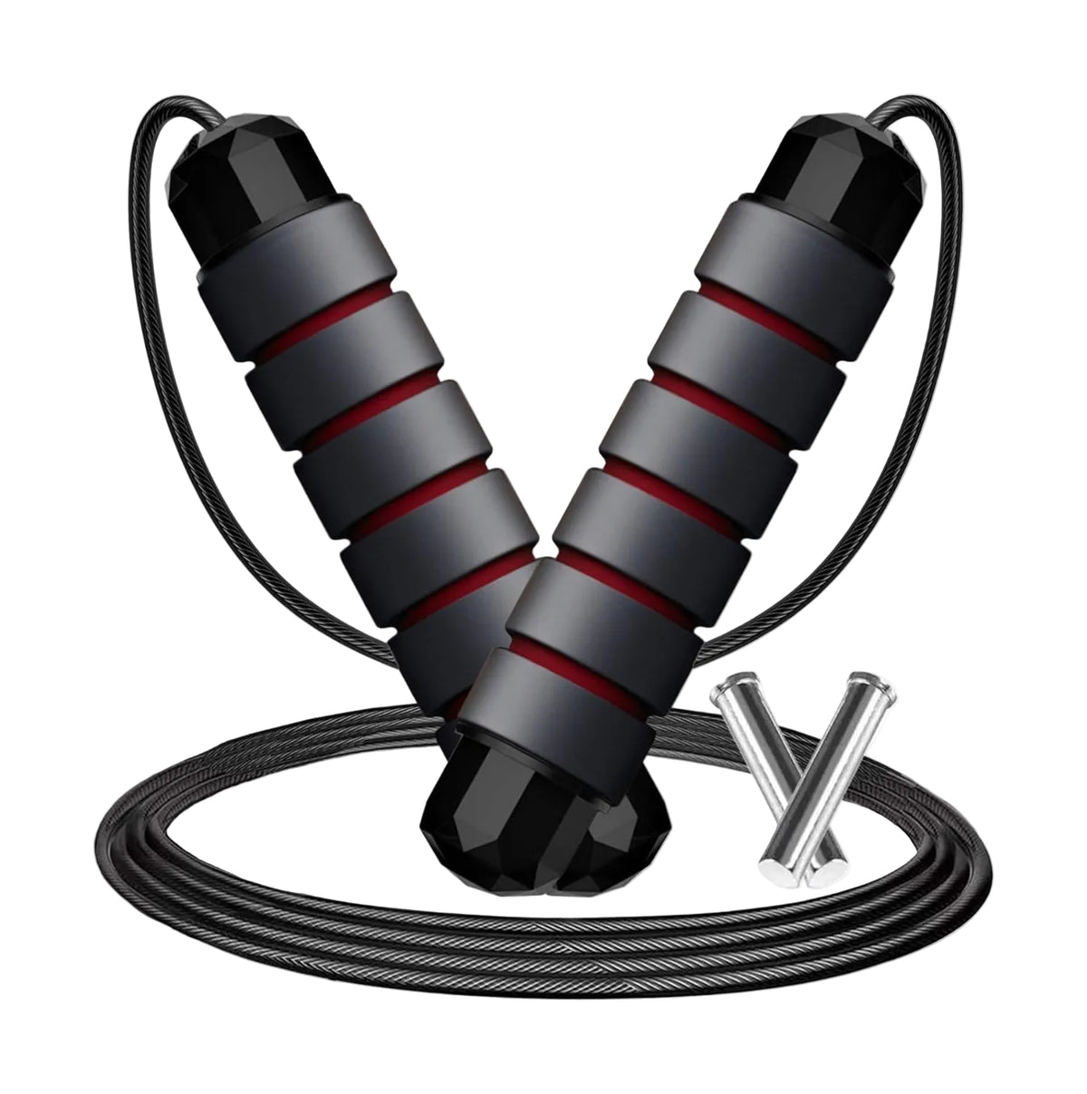 Adjustable Weighted Jump Rope, 9Ft Long Tangle-Free Rapid Speed Jumprope for Exercise Calisthenics Fitness Jumping Skipping Double Dutch Boxing Crossfit, Workout Stuff for Women Men Kids Adult