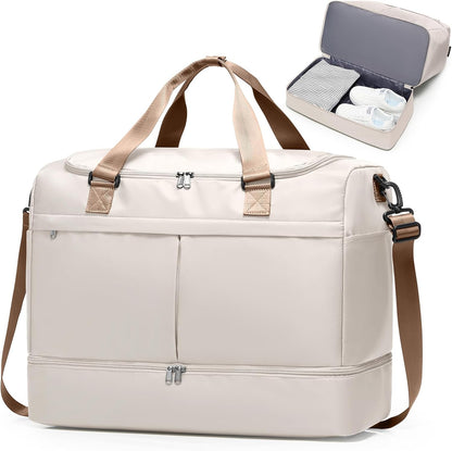 Travel Duffel Bag with Shoe Compartment,Overnight Weekender Bags for Women