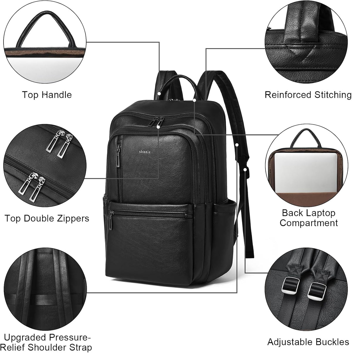 Leather Laptop Backpack for Women, 17 Inch Large Travel Laptop Backpack Purse for Casual Daypack College Work Bag