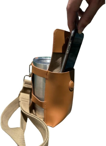 Water Bottle Holder with Strap Cell Phone Purse Carrier with Strap Road Trip Essential Travel Gifts for Walkers