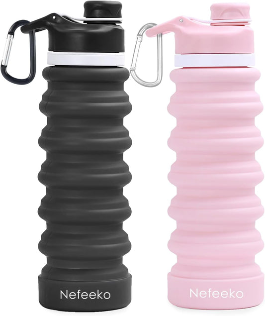 Collapsible Water Bottle, 26Oz Silicone Foldable Water Bottles