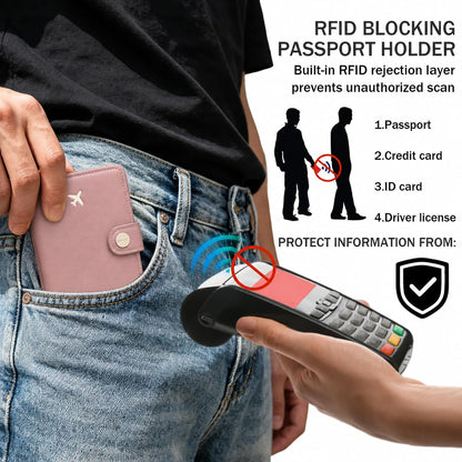 Passport Holder RFID Blocking Travel Wallet, Dusty Pink