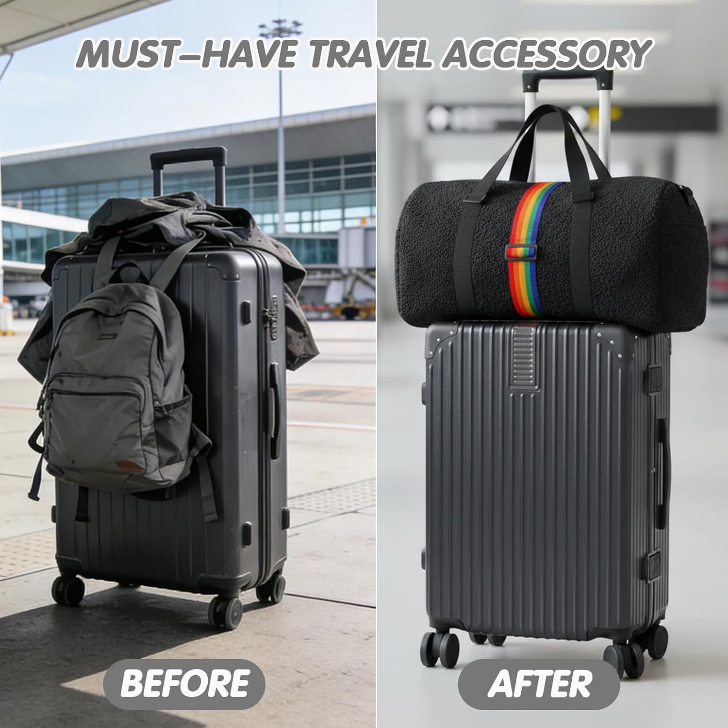2Pcs Multi Use Strong Luggage Connector Straps for Suitcases