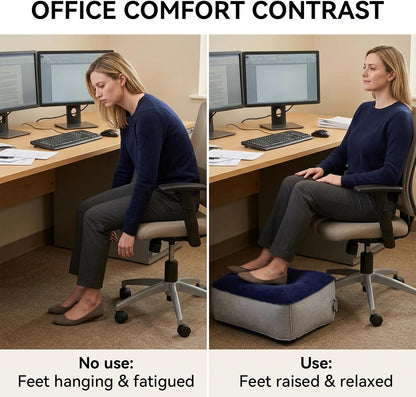 Inflatable Foot Rest Pillow, Airplane Footrest Inflatable, Portable Travel Foot Elevator for Airplane, Airplane Inflatable Foot Rest, Lightweight Foot Stool for Economy Class, Grey, Upgrade Version