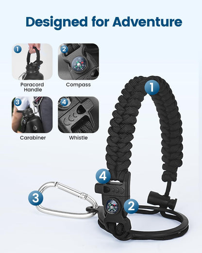 Insulated Water Bottle 40 Oz with Carrier Bag, Purple/Black
