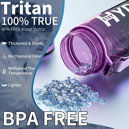 Water Bottle, 32 Oz Motivational Water Bottles with Time Marker-Tritan & BPA Fre