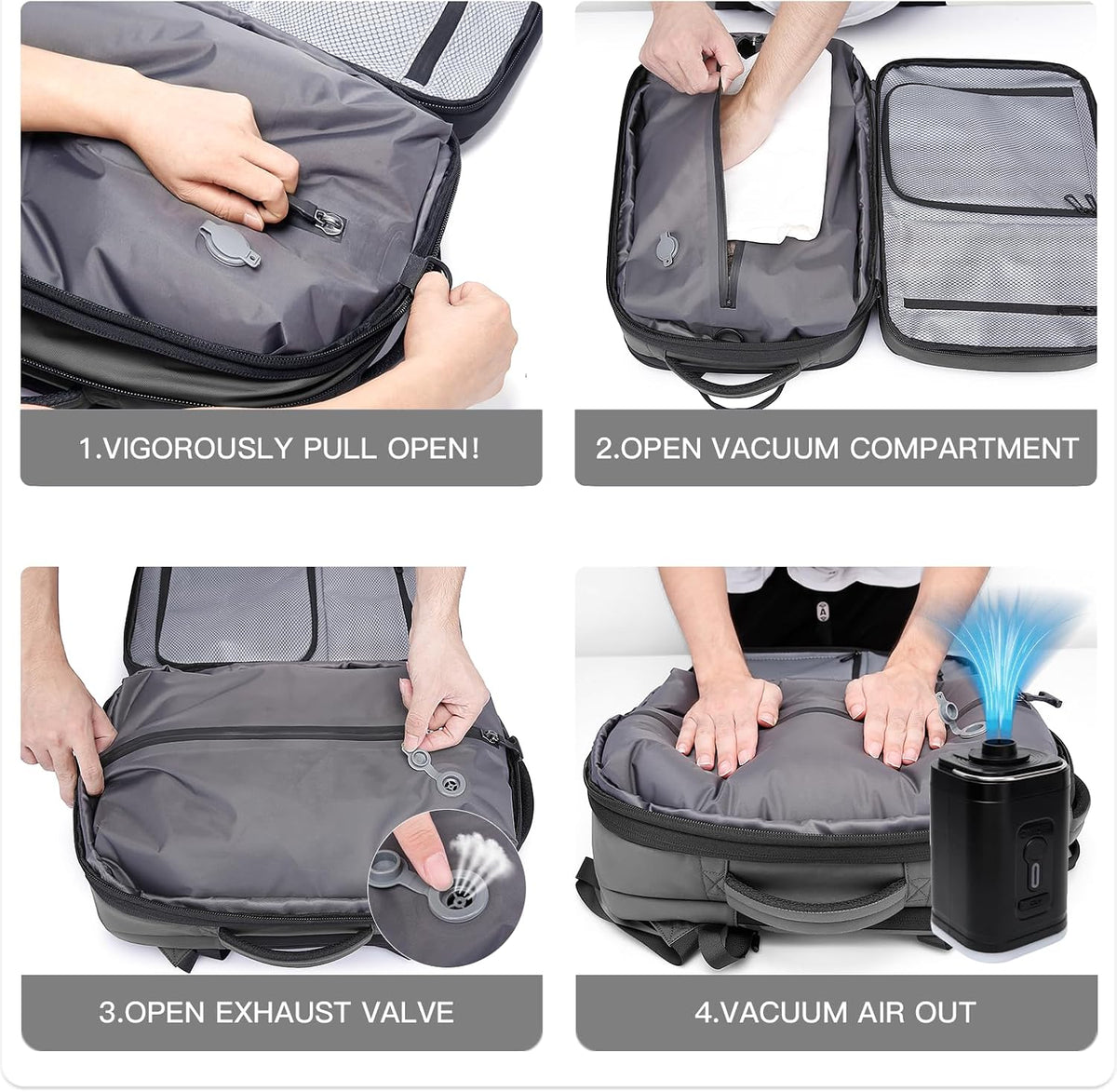 Backpack with Anti-Theft Vacuum Compression Travel Backpack,Expandable Backpacks with Pump for Airplanes