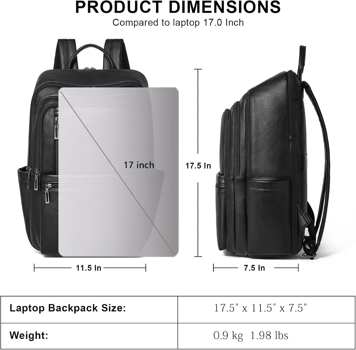 Leather Laptop Backpack for Women, 17 Inch Large Travel Laptop Backpack Purse for Casual Daypack College Work Bag