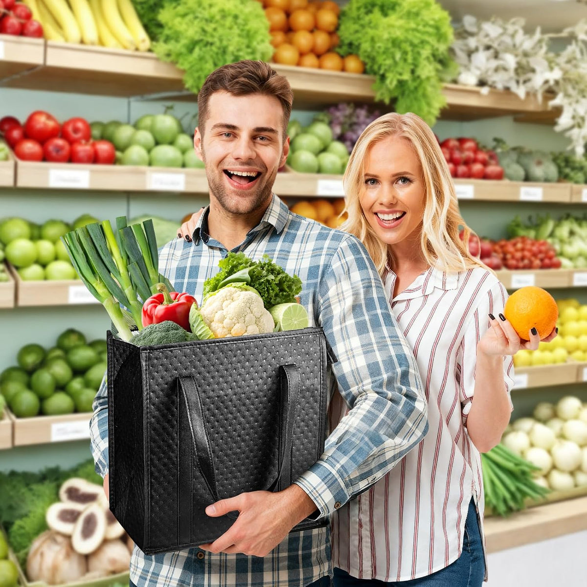 Insulated Grocery Bags, Reusable Insulated Bag, Portable Cooler Bags for Shopping Food Travel Beach Camping
