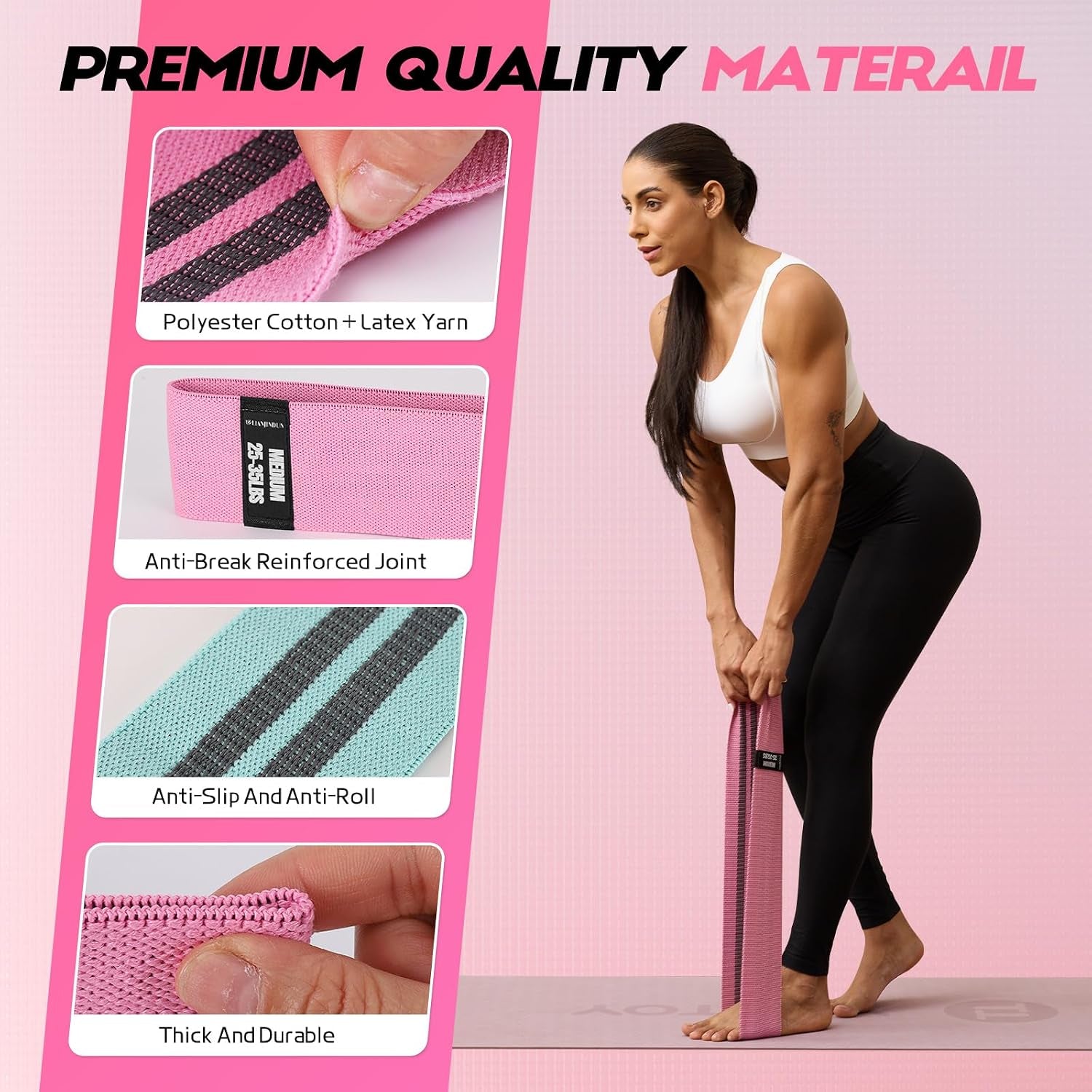 Booty Resistance Bands for Legs & Glutes, Non-Slip Workout Set