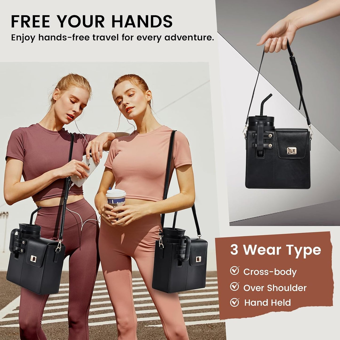 Water Bottle Purse Crossbody Bag Compatible with Stanley 30Oz 40Oz Tumbler