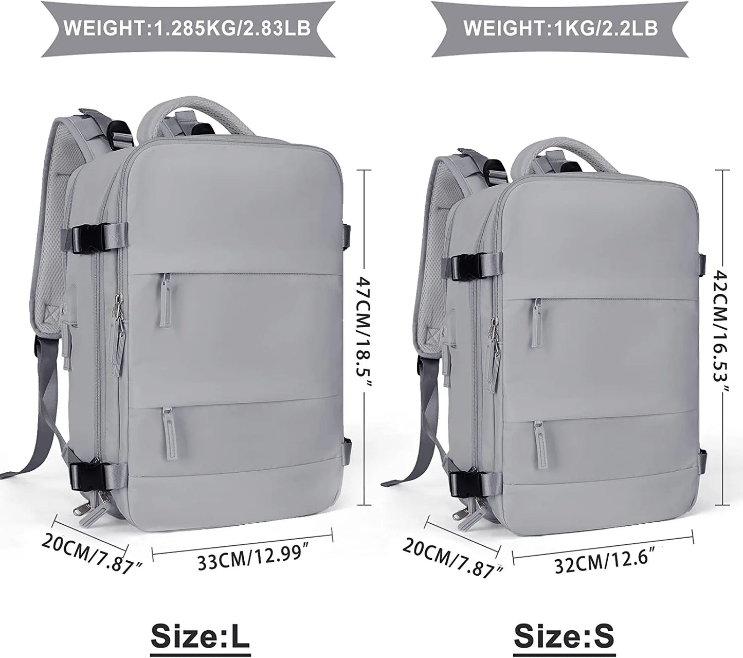 Large Backpack for Women , Men Carry on Backpack,Hiking Backpack Waterproof Outdoor Sports Casual Daypack, College Backpack School Bag Gray