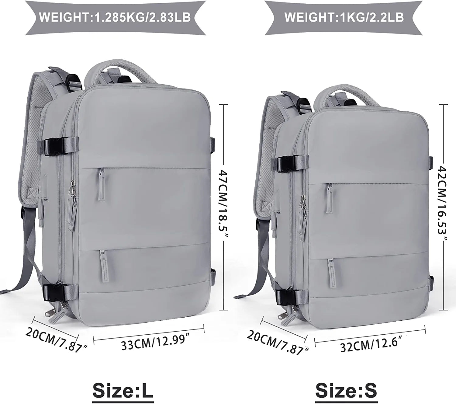 Large Backpack for Women , Men Carry on Backpack,Hiking Backpack Waterproof Outdoor Sports Casual Daypack, College Backpack School Bag Gray