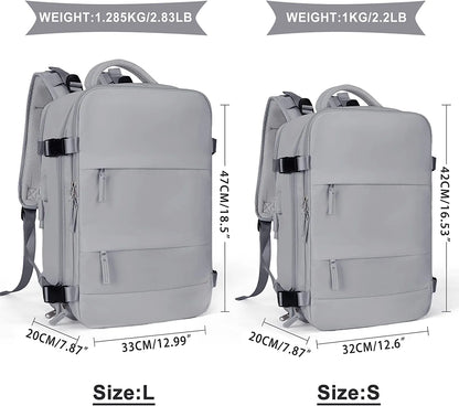 Large Backpack for Women , Men Carry on Backpack,Hiking Backpack Waterproof Outdoor Sports Casual Daypack, College Backpack School Bag Gray