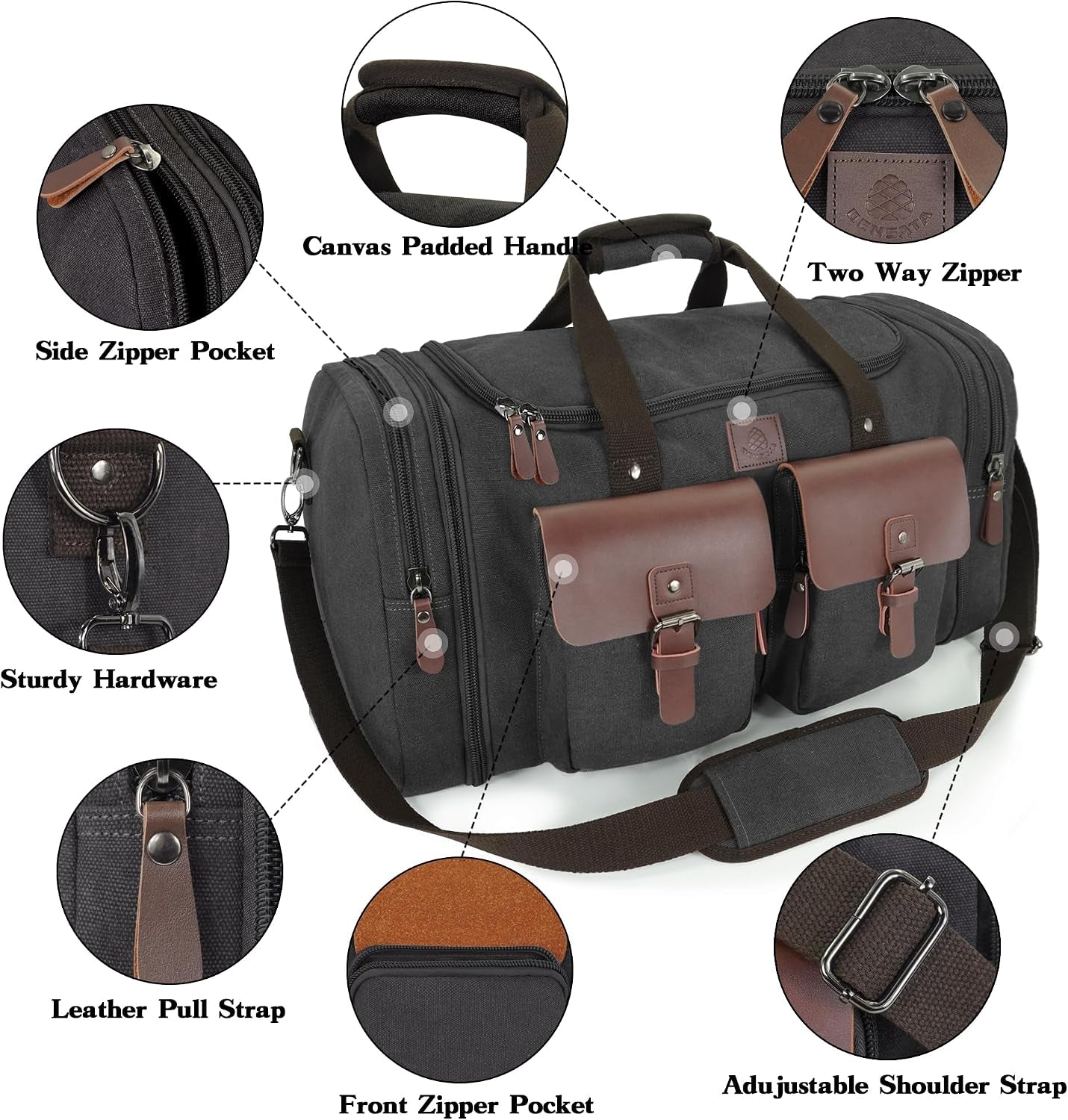 Canvas Duffle Bag for Men - 50L Expandable Travel Duffel Bags