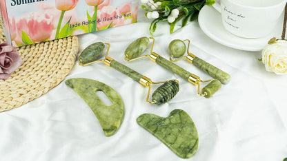 Cooling Natural Jade Face Roller & Gua Sha Tool