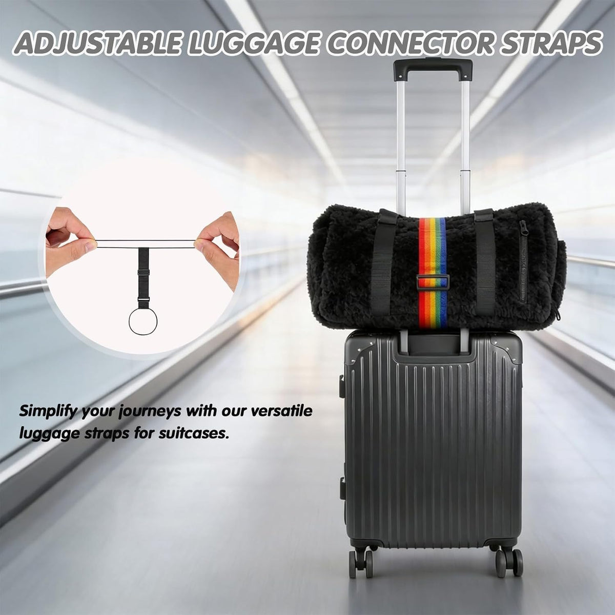 2Pcs Multi Use Strong Luggage Connector Straps for Suitcases