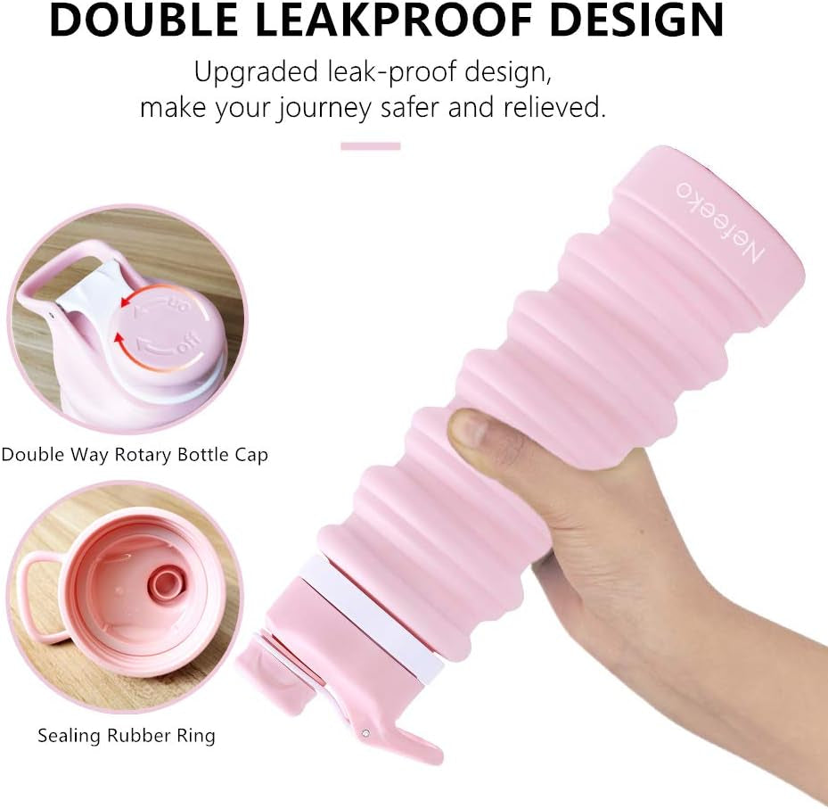Collapsible Water Bottle, 26Oz Silicone Foldable Water Bottles
