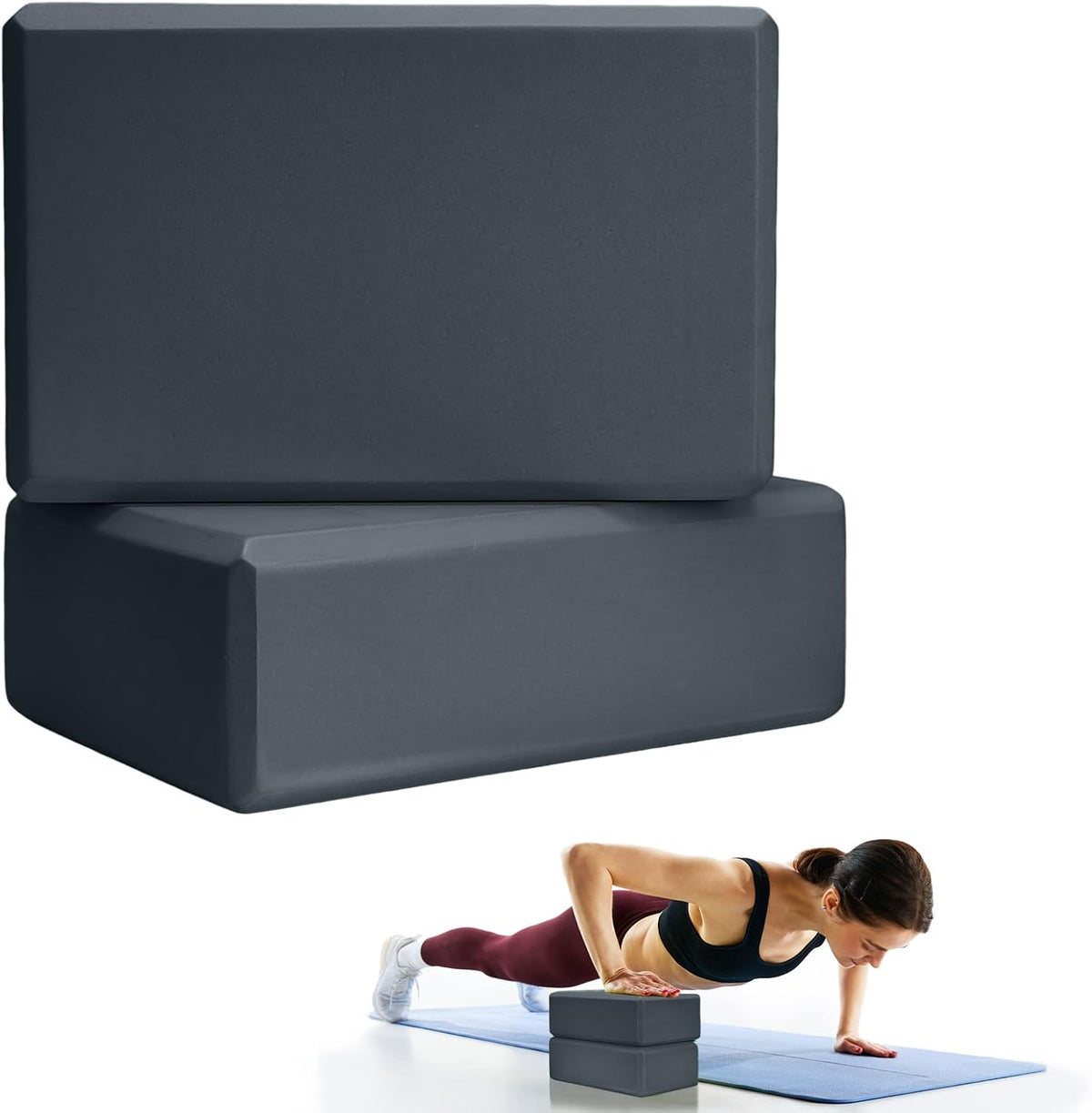 2 Pcs Yoga Blocks, 9X6X3 Inch Foam Blocks for Pilates